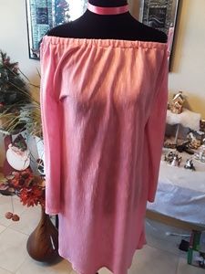 Off shoulder pink sheer dress